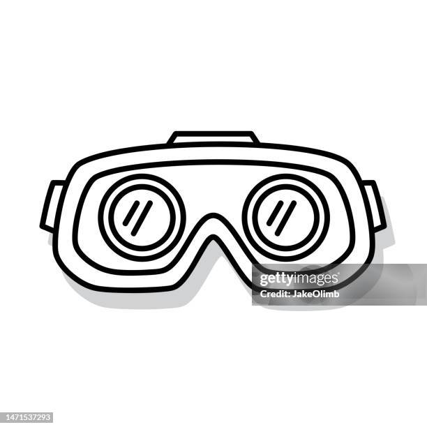 virtual reality headset doodle 5 - augmented reality goggles stock illustrations