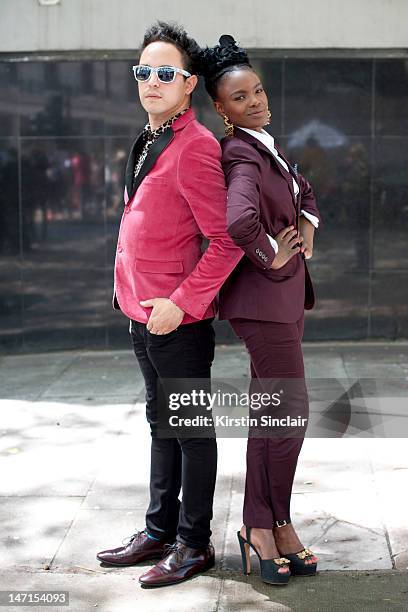 The Noisettes Singer Shingai Shoniwa and Guitarist Dan Smith during the Spring/Summer 2013 catwalk shows at London Collections: Men on June 15, 2012...