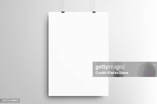 hanging artwork template - blank magazine ad foto e immagini stock