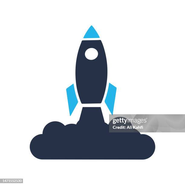 startup icon. single solid icon. vector illustration. for website design, logo, app, template, ui, etc. - ship launch stock illustrations
