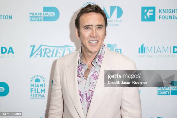 Actor Nicolas Cage is seen at the Variety Legends and Groundbreakers Award celebration honoring Nicolas Cage during the 40th Annual Miami Film...