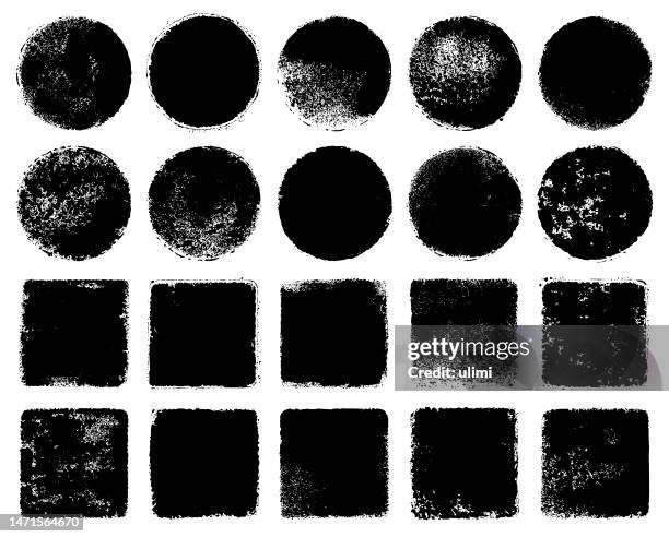 grunge circles and squares - ink wash painting stock illustrations