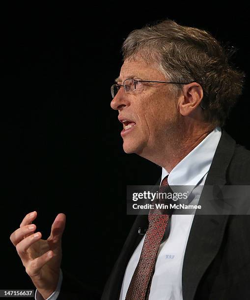 Bill Gates, former CEO of Microsoft and co-chair of the Bill and Melinda Gates Foundation, speaks to the Association of Public and Land-Grant...