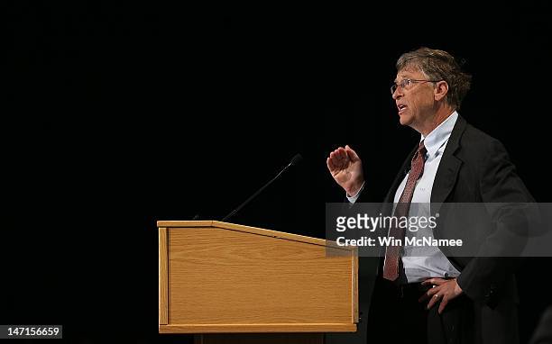 Bill Gates, former CEO of Microsoft and co-chair of the Bill and Melinda Gates Foundation, speaks to the Association of Public and Land-Grant...