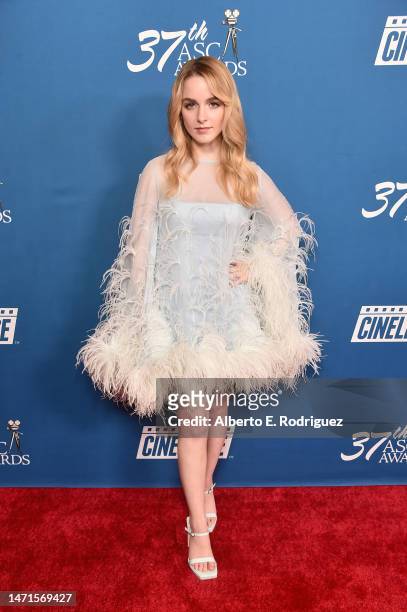 Mckenna Grace poses in the press room during the 37th Annual American Society of Cinematographers at The Beverly Hilton on March 05, 2023 in Beverly...