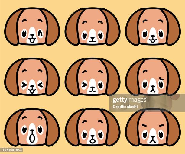 cute facial expression icon of the dog - seeing eye dog stock illustrations