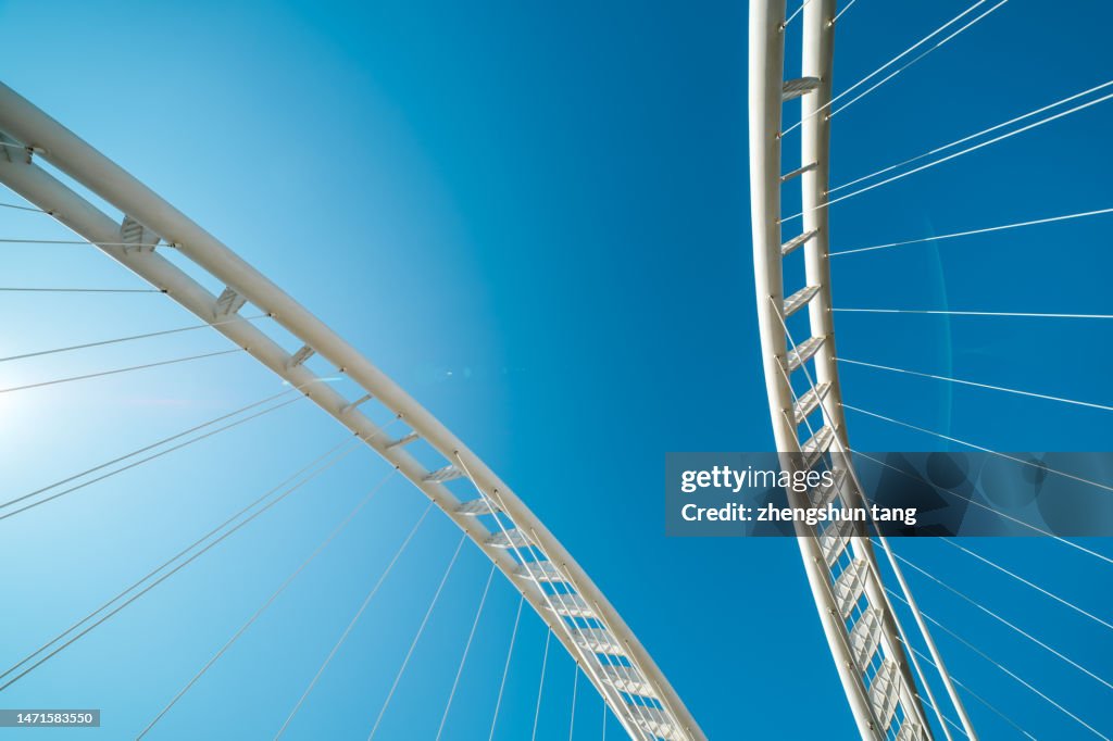 Steel frame structure of modern bridge