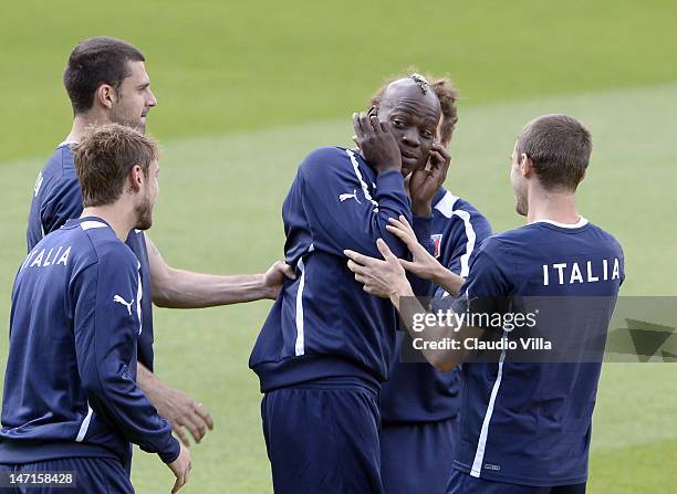 Mario Balotelli of Italy during a training session on June 26, 2012 in Krakow, Poland.