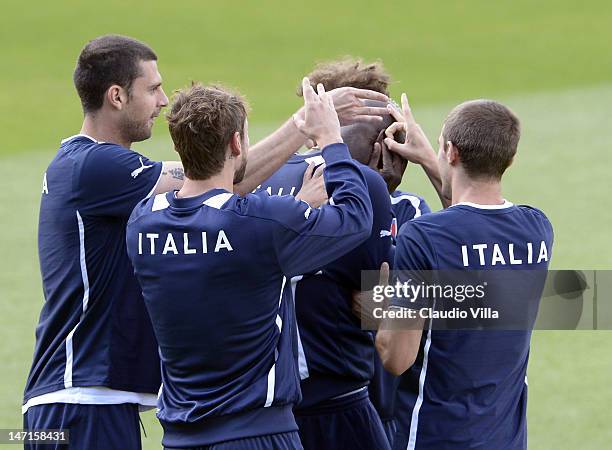 Mario Balotelli of Italy during a training session on June 26, 2012 in Krakow, Poland.