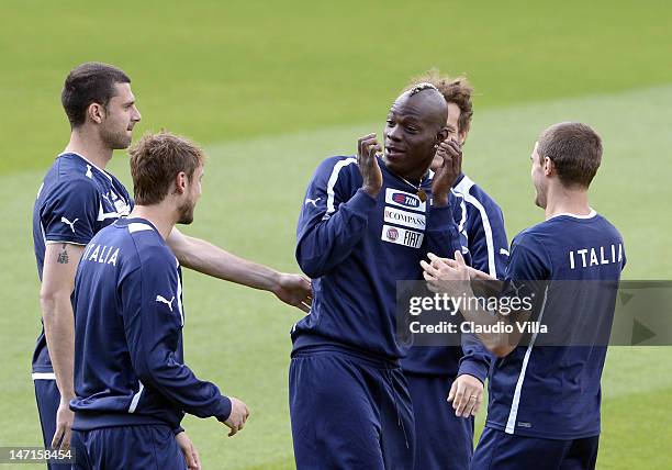 Mario Balotelli of Italy during a training session on June 26, 2012 in Krakow, Poland.