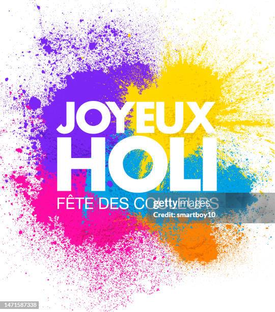 ilustrações de stock, clip art, desenhos animados e ícones de holi celebration in french - pó colorido