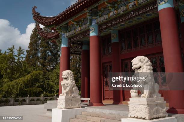 chinese ancient architecture with the blue sky - chinese tradition stock pictures, royalty-free photos & images