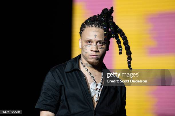 Rapper Trippie Redd performs onstage during day 3 of Rolling Loud Los Angeles at Hollywood Park Grounds on March 05, 2023 in Inglewood, California.