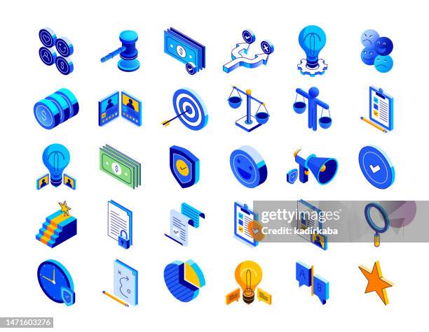 bildbanksillustrationer, clip art samt tecknat material och ikoner med vector illustration of business ethics isometric icon set and three dimensional design. ethics, corporate business, law, motivation, morality, people, employee. - reliable