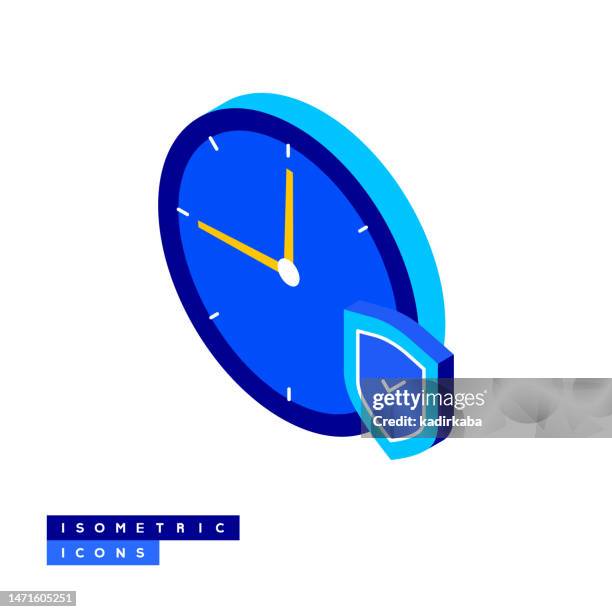 ilustrações, clipart, desenhos animados e ícones de ilustração vetorial do ícone isométrico da eficiência do tempo e do design tridimensional. - clocks go forward