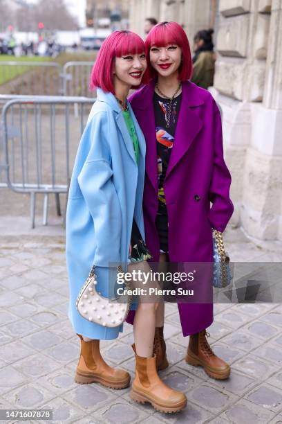 Ami Suzuki and Aya Suzuki aka Amiaya attends the Stella McCartney Womenswear Fall Winter 2023-2024 show as part of Paris Fashion Week on March 06,...