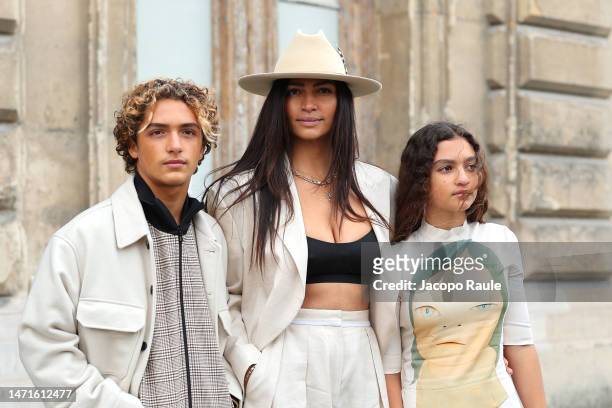 Camila Alves McConaughey with son Levi Alves McConaughey and daughter Vida Alves McConaughey attend the Stella McCartney Womenswear Fall Winter...