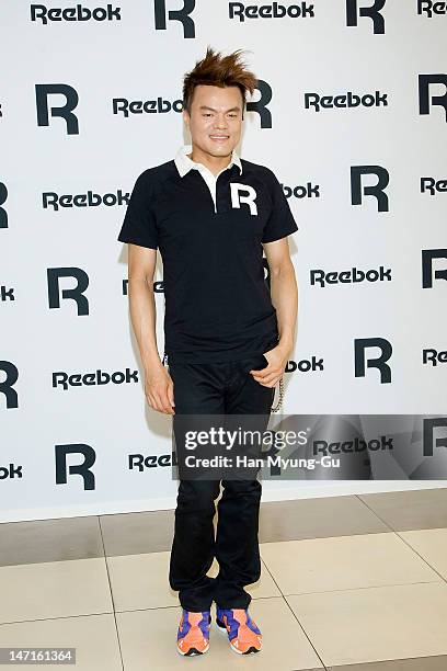 South Korean Actor/producer Park Jin-Young of JYP poses for media during the "Reebok" Collaboration with Park Jin-Young of JYP at Lesmore Store on...