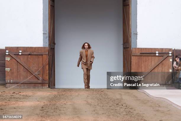 Fashion designer Stella McCartney walks the runway during the Stella McCartney Womenswear Fall Winter 2023-2024 show as part of Paris Fashion Week on...