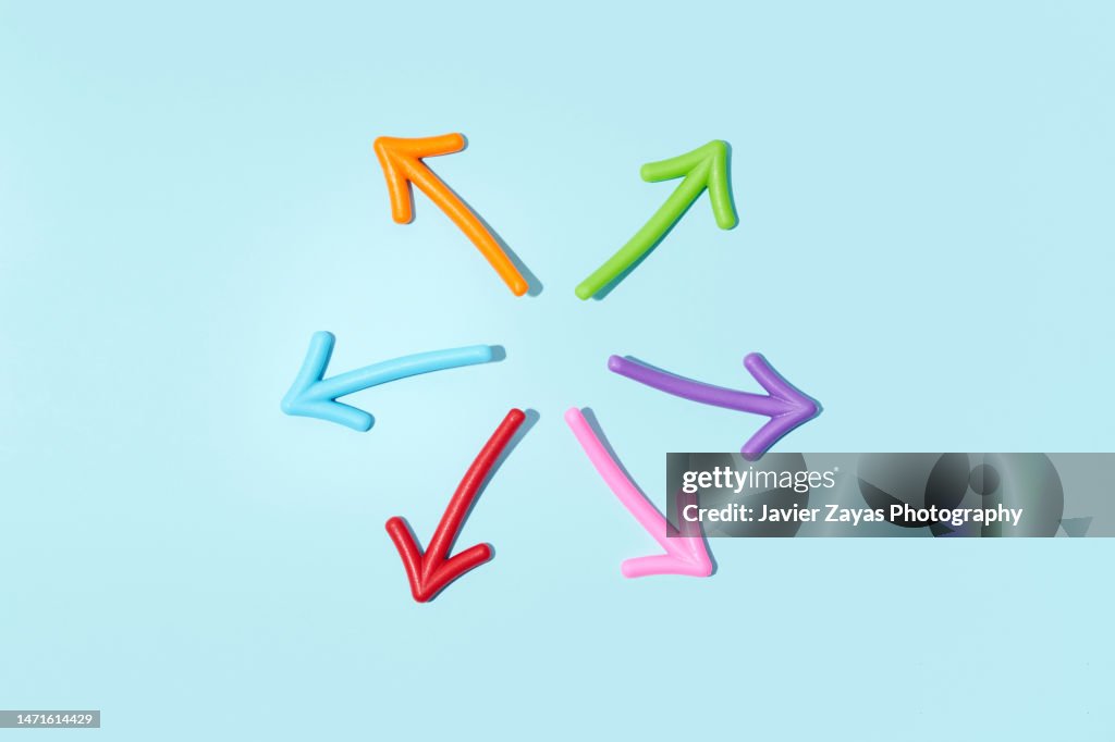 Pointing Arrows Arrows Pointing In Different Directions On Blue Background High-Res ...