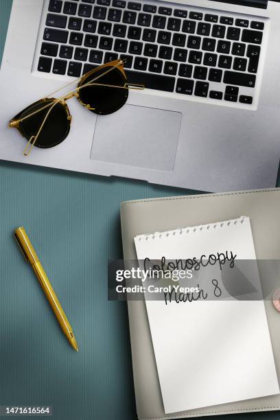 colonoscopy schedule on planner - colonoscopy stock pictures, royalty-free photos & images