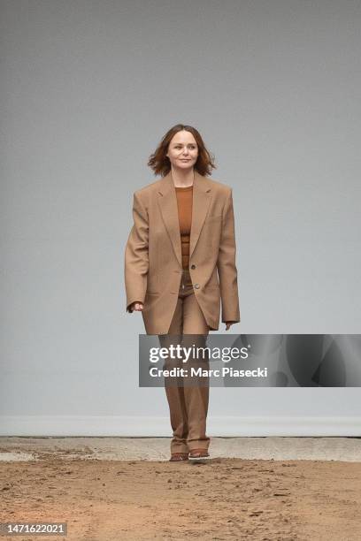 Designer Stella McCartney walks the runway during the Stella McCartney Womenswear Fall Winter 2023-2024 show as part of Paris Fashion Week on March...