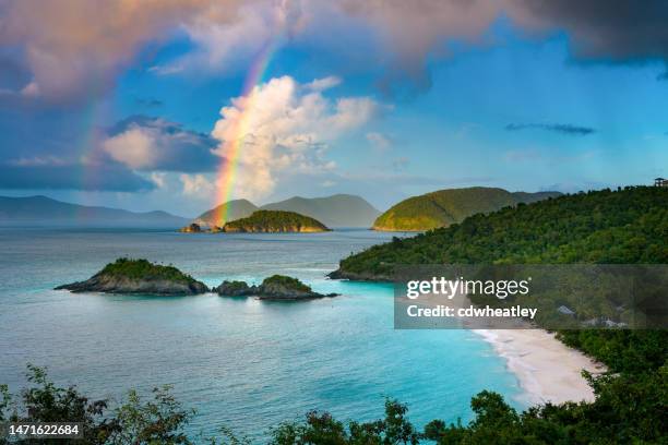 trunk bay rainbow - ilhas leeward pequenas antilhas imagens e fotografias de stock