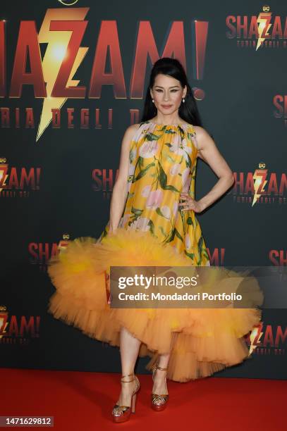 American actress Lucy Liu attends the premiere for Shazam! Fury Of The Gods at The Space Cinema Moderno, Rome , March 3rd, 2023.