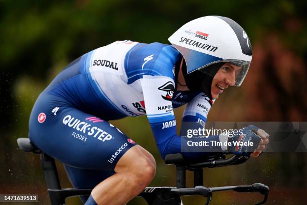 Davide Ballerini of Italy and Team Soudal Quick-Step sprints during the 58th Tirreno-Adriatico 2023, Stage 1 a 11.5km individual time trial from Lido...