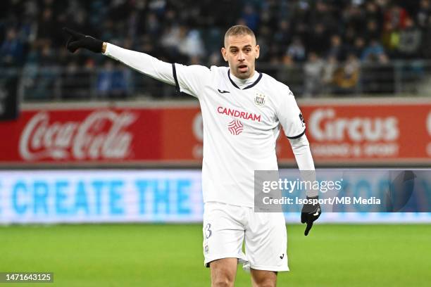 Islam Slimani of Anderlecht during the Jupiler Pro League season 2022 - 2023 match day 28 between KAA GENT and RSC Anderlecht March 5, 2023 in Ghent,...