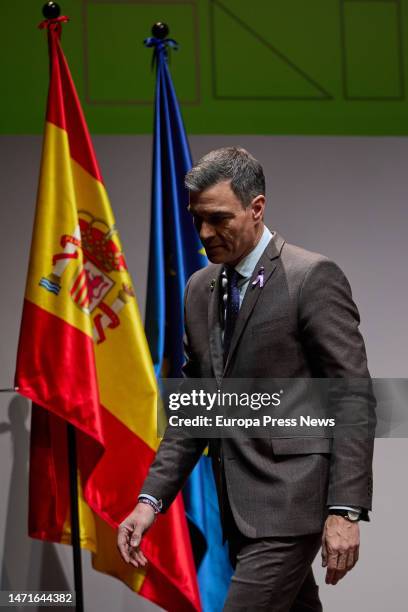 The President of the Government and Secretary General of the PSOE, Pedro Sanchez, on his arrival to close the presentation of the study 'The cost of...