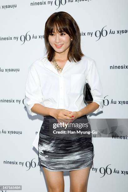 South Korean actress Kim Hee-Ae arrives the "Nine Six NY" Directing Collection with Chris Han at Platoon Kunsthalle on June 26, 2012 in Seoul, South...