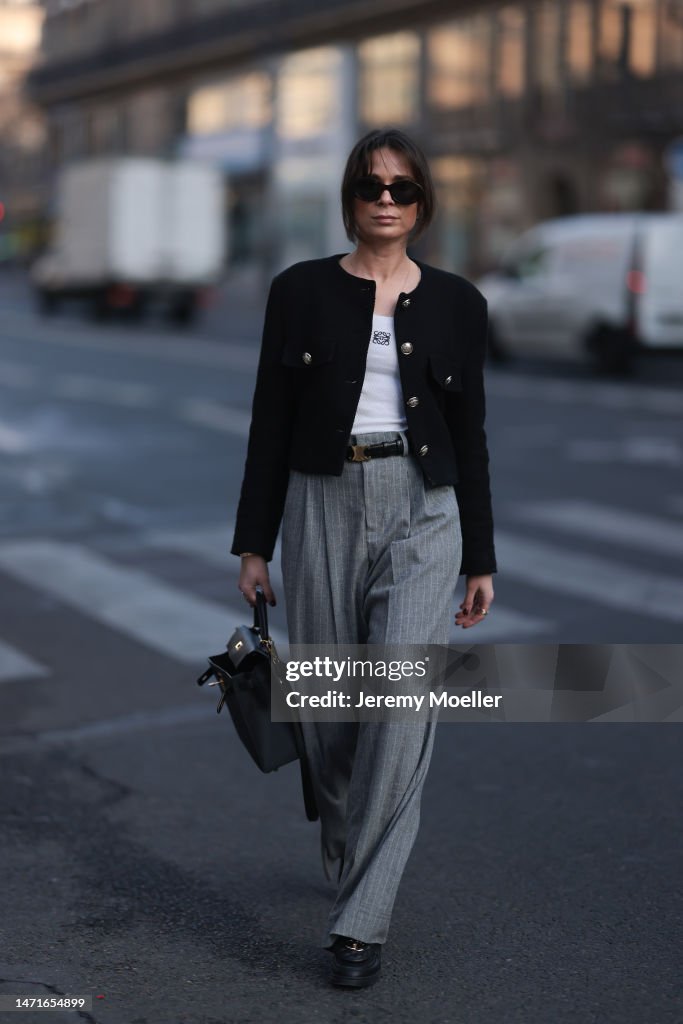 Street Style - Paris Fashion Week - Womenswear Fall Winter 2023 2024 : Day Six