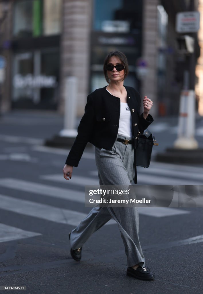 Street Style - Paris Fashion Week - Womenswear Fall Winter 2023 2024 : Day Six