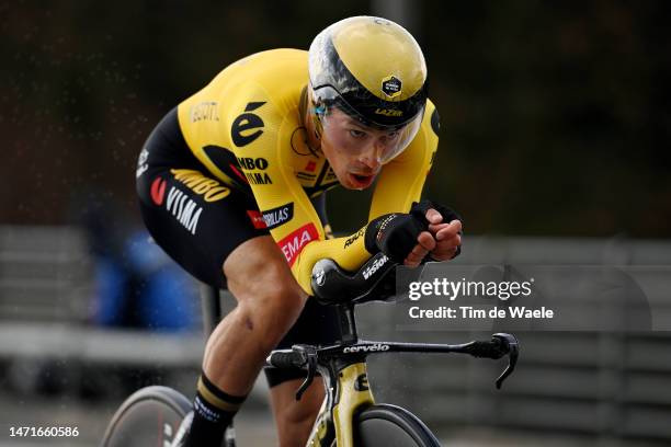 Primoz Roglic of Slovenia and Team Jumbo - Vismasprints during the 58th Tirreno-Adriatico 2023, Stage 1 a 11.5km individual time trial from Lido di...