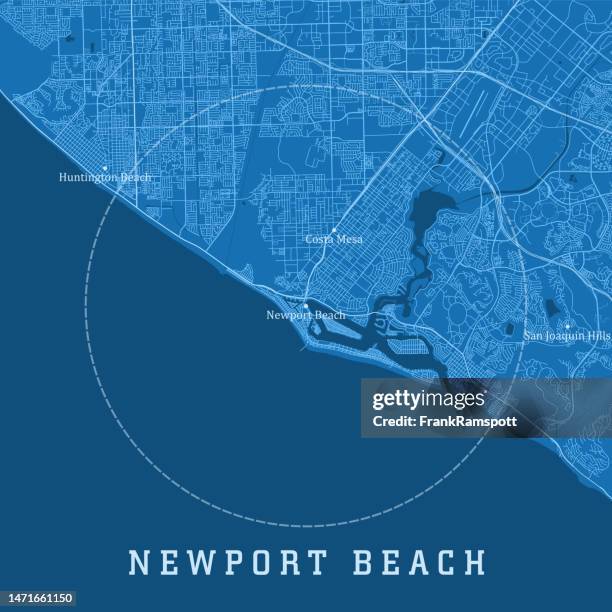 newport beach ca city vektor straßenkarte blauer text - huntington beach california stock-grafiken, -clipart, -cartoons und -symbole