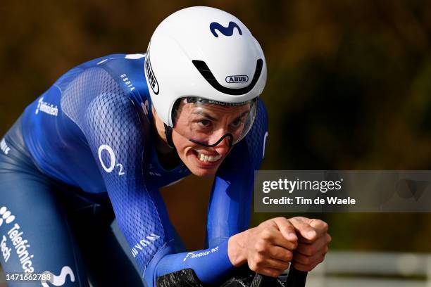 Enric Mas Nicolau of Spain and Movistar Team sprints during the 58th Tirreno-Adriatico 2023, Stage 1 a 11.5km individual time trial from Lido di...