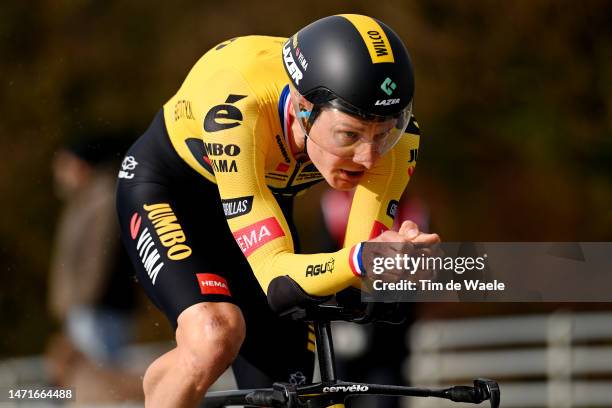 Wilco Kelderman of The Netherlands and Team Jumbo – Visma sprints during the 58th Tirreno-Adriatico 2023, Stage 1 a 11.5km individual time trial from...