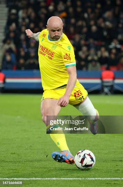 Nicolas Pallois of Nantes during the Ligue 1 match between Paris Saint-Germain and FC Nantes at Parc des Princes stadium on March 4, 2023 in Paris,...