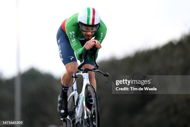 Filippo Ganna of Italy and Team INEOS Grenadiers sprints during the 58th Tirreno-Adriatico 2023, Stage 1 a 11.5km individual time trial from Lido di...