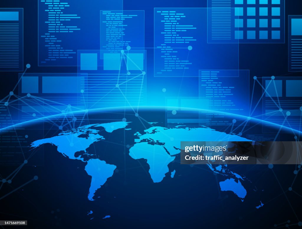 Wordmap Technical Development Abstract Technical Background World Map High-Res Vector Graphic - Getty ...