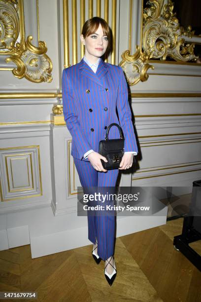 Emma Stone attends the Louis Vuitton Womenswear Fall Winter 2023-2024 show as part of Paris Fashion Week at Orsay Museum on March 06, 2023 in Paris,...