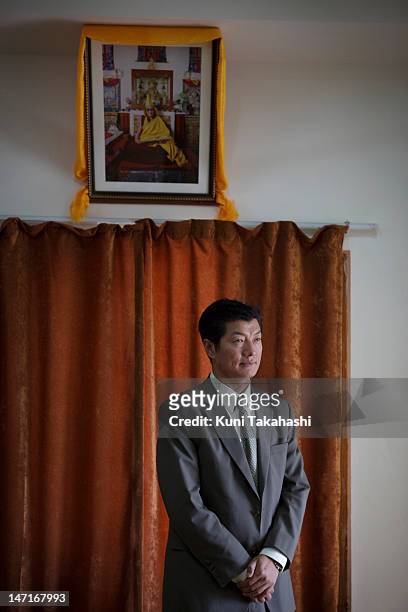 Tibetan Prime Minister-in-Exile Lobsang Sangay poses for a portrait in his office on March 29, 2012 in Dharamsala, India. Sangay was elected as the...