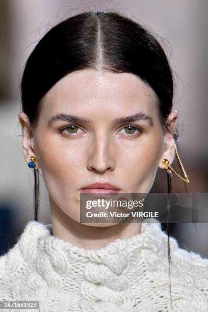 Model walks the runway during the Zimmermann Ready to Wear Fall/Winter 2023-2024 fashion show as part of the Paris Fashion Week on March 6, 2023 in...