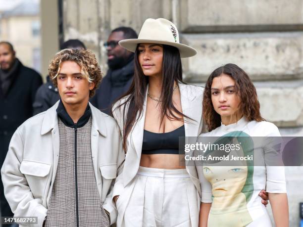 Camila Alves McConaughey, Levi Alves McConaughey and Vida Alves McConaughey attends the Stella McCartney Womenswear Fall Winter 2023-2024 show as...