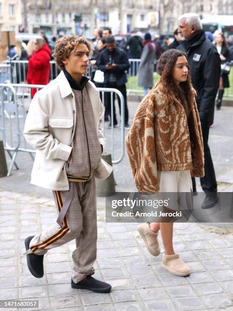 Levi Alves McConaughey and Vida Alves McConaughey attends the Stella McCartney Womenswear Fall Winter 2023-2024 show as part of Paris Fashion Week on...