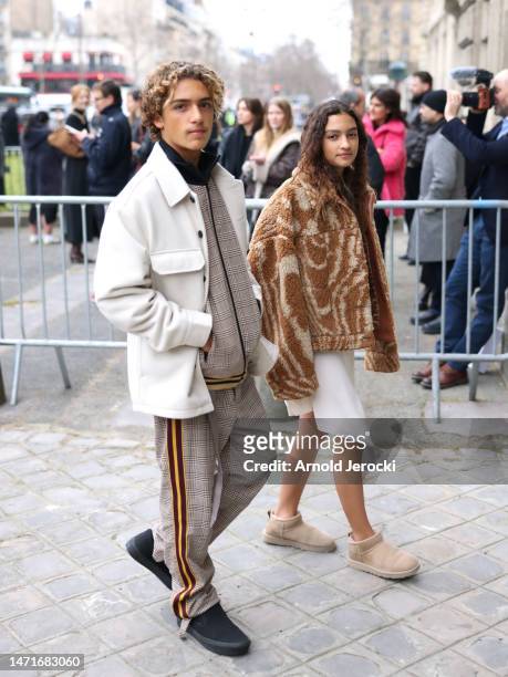 Levi Alves McConaughey and Vida Alves McConaughey attends the Stella McCartney Womenswear Fall Winter 2023-2024 show as part of Paris Fashion Week on...