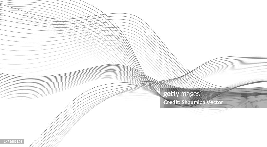 Black Wavy Lines Isolated on White Abstract Background Design