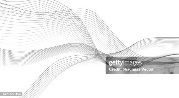 black wavy lines isolated on white abstract background design - 波狀的 幅插畫檔、美工圖案、卡通及圖標