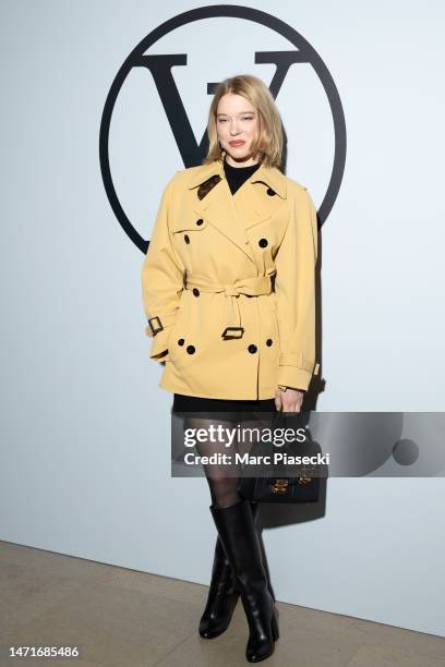 Lea Seydoux attends the Louis Vuitton Womenswear Fall Winter 2023-2024 show as part of Paris Fashion Week at Orsay Museum on March 06, 2023 in Paris,...